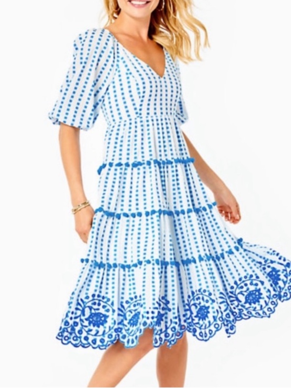 Lilly Pulitzer NEW Sidney Midi Dress Gingham Embroidered Size 4 Country Preppy